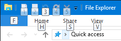 Windows 10 File Explorer billentyűparancsok