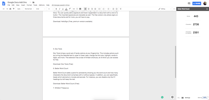 A Google Docs jobb Word Count kiegészítő