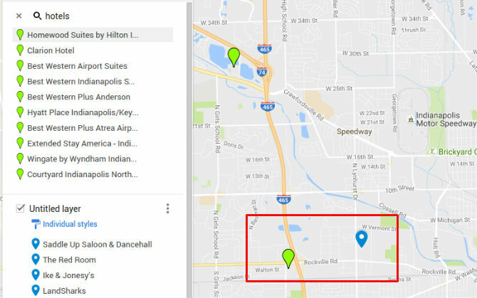 A Google Maps réteg szállodái
