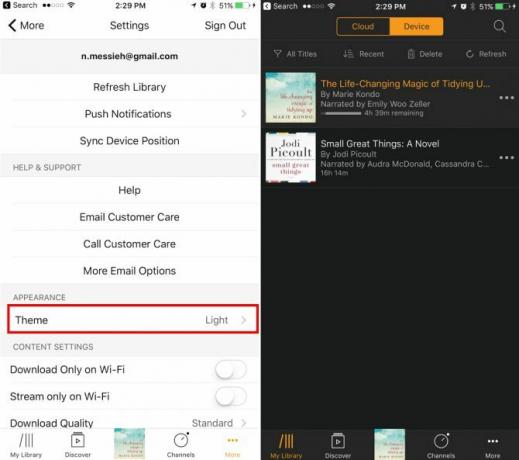 Ezek a népszerű alkalmazások támogatják az éjszakai módot az iOS Audible NightMode e1496342496530 készüléken