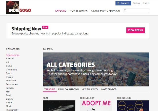 indiegogo oldalon