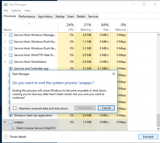 mi a wsappx és miért bocsátja ki a magas cpu ram a Windows 10-et?