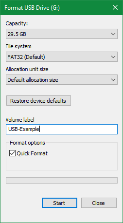 Windows 10 formátumú USB-meghajtó