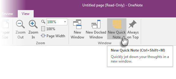 Microsoft OneNote - Új gyors megjegyzés