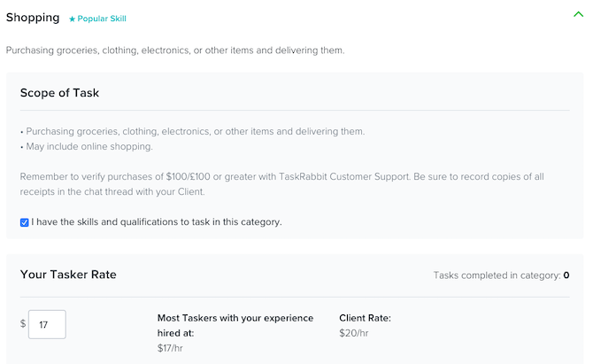 TaskRabbit Jobs a Shopping kategóriában