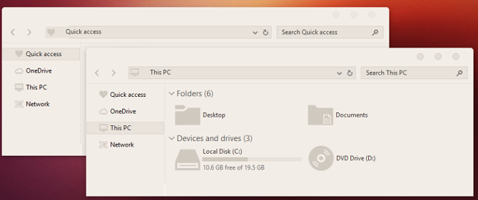 ubuntu téma Windows 10