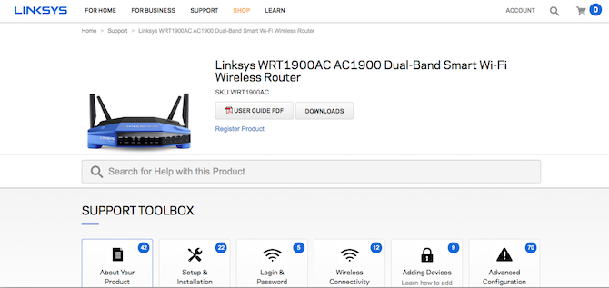 A Linksys Router firmware letöltési oldala