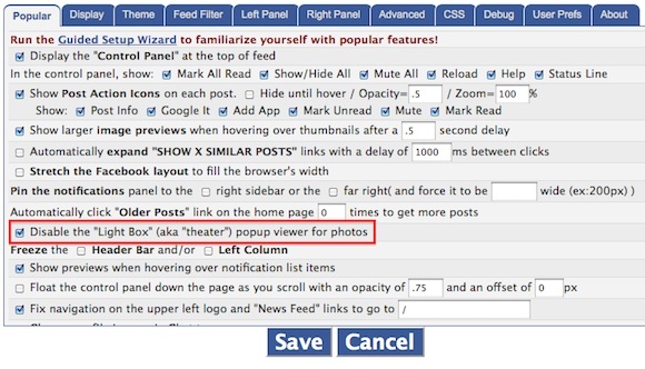 a fotónézegető kikapcsolása a facebook-on