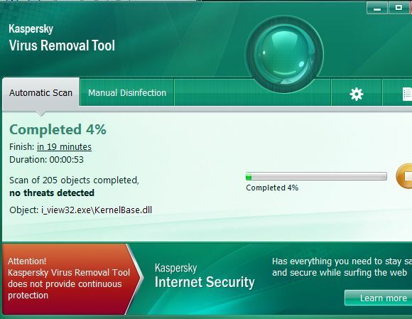 Ellenőrizze számítógépét gyorsan és ingyen a Kaspersky Virus Removal Tool scanner5 segítségével