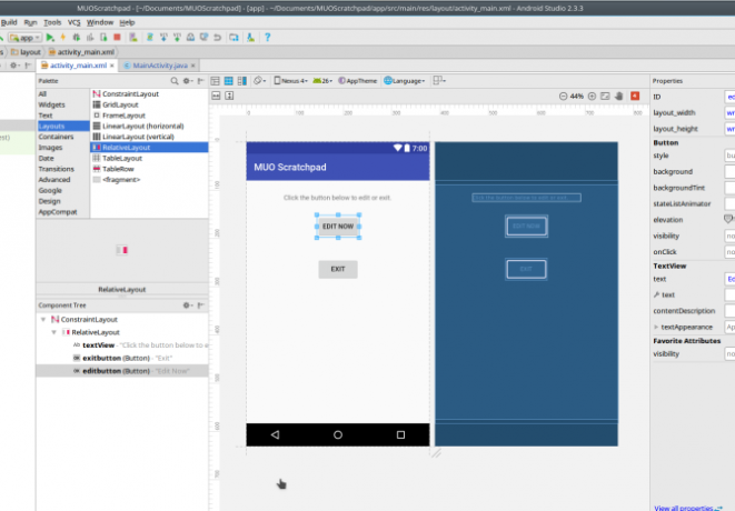 android alkalmazás létrehozása androidstudio layouteditor