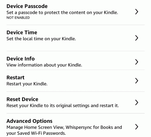 A Kindle Paperwhite készülék beállítása és használata 26 Paperwhite eszköz opciói