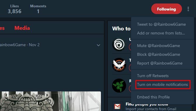 mi a twitter, kapcsolja be a mobil értesítéseket