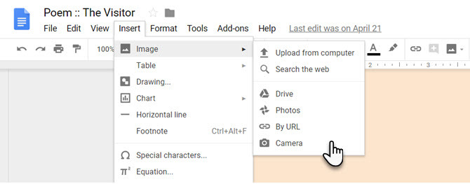 Helyezze be a képeket a Google Dokumentumokba