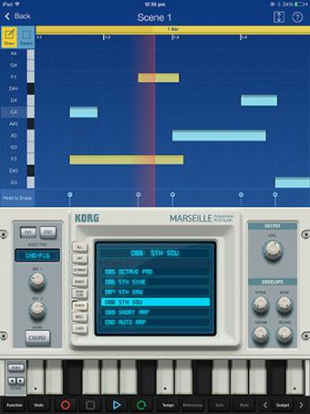 A KORG eszköz egy 15 szintetikus Mini stúdió a marseille1 iPad eszközhöz