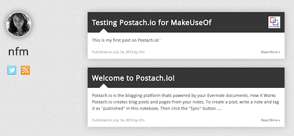 Kapcsolja be az Evernote-ot egy blogplatformra a Postach.io képernyőképe 2013 2013 01-én 12-kor