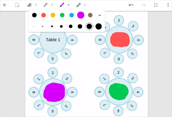 google keep events annotate seating chart