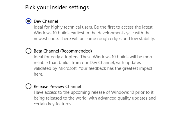 megváltoztatni a Windows bennfentes fejlesztési útját