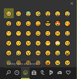 Írja be az Emojis egyszerű módját a Windows 10 rendszerben az Emoji panelen a Windows Emoji Panel segítségével