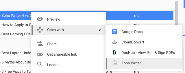 Zoho-író-google-drive-addon