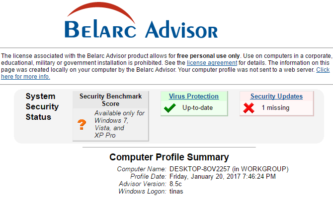 3 módszer a sorozatszámok helyreállítására a Windows Belarc Advisor 670x400 rendszerben