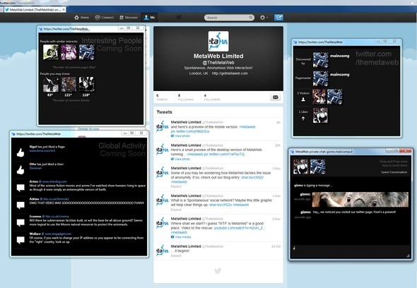 MetaWeb: Kölcsönhatásba léphet más emberekkel, miközben a kedvenc webhelyeit böngészi a twitter közegen