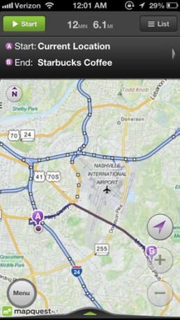 mapquest iPhone-on