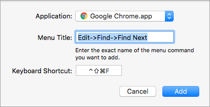 mac-custom-billentyűzet shortcut-példa
