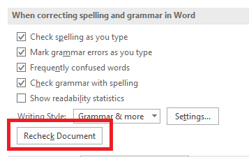 Helyesírás és nyelvtani ellenőrzés a Microsoft Word programban az ms újratelepítése