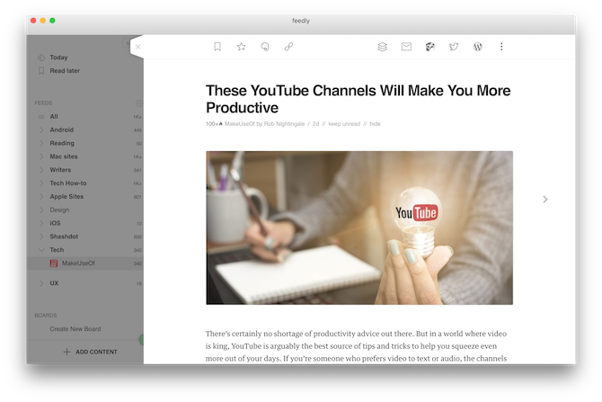 Mac RSS Readers Feedly for Mac 2