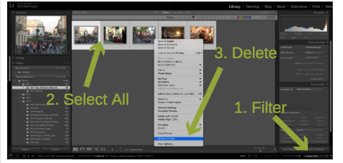 Fotók törlése Lightroom