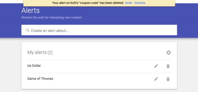 Google Alerts figyelmeztető jelzés törlése