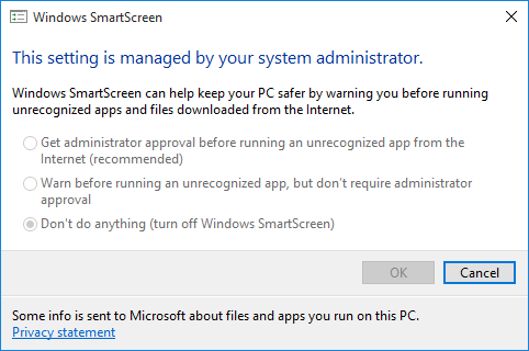 A Windows 10 SmartScreen beállításai