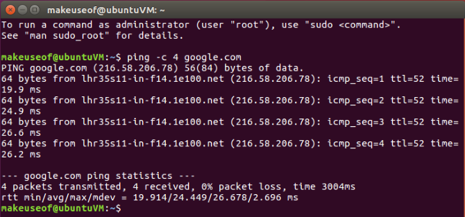 5 Hálózati parancs a Linux Terminal ubuntu terminálhálózati ping számára 