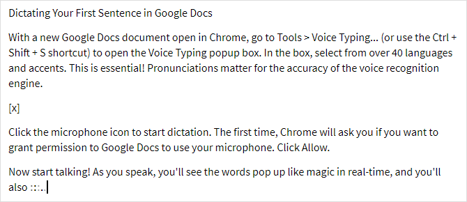 A Google Doc hangírása: Titkos fegyver a termelékenységhez. A google docs hangos gépelési példája