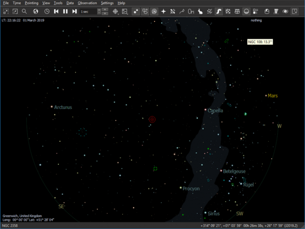 KStars Csillagászat ablak Linux