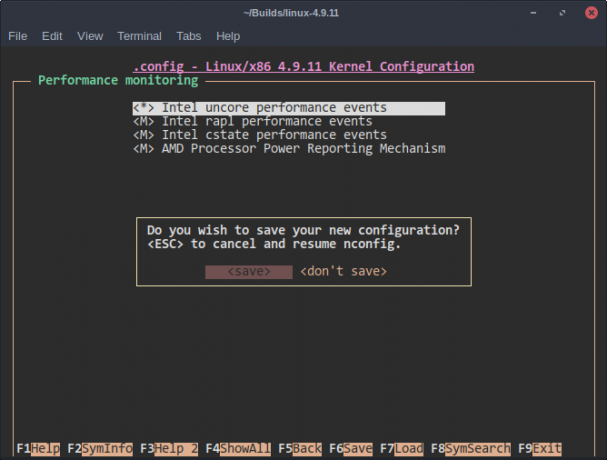 A saját Linux-kernel lefordítása Hogy mentse az Nconfig fájlt