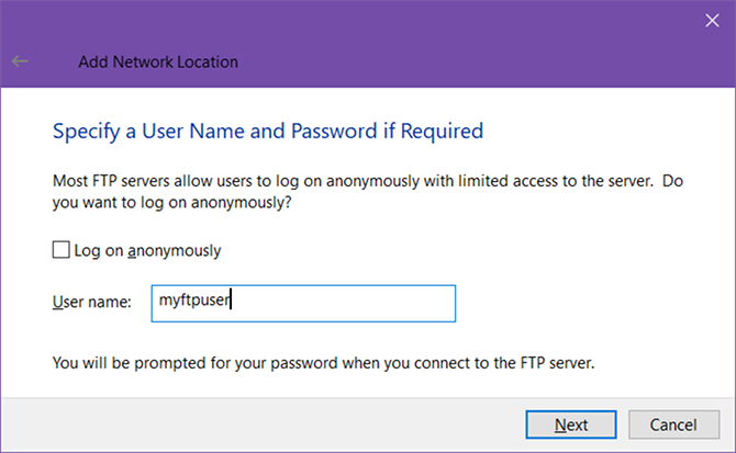A Windows File Explorer bekapcsolása FTP kliens Windows 10 ftp felhasználónévévé