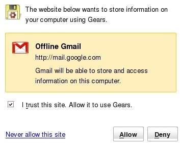 offline gmail figyelmeztetés