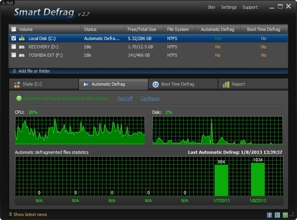 IObit Smart Defrag: Kiváló merevlemez-töredezettség-mentesítő és optimalizáló eszköz [Windows] UI automatikus defrag